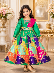 Multi color Ethnic Gown with Necklace