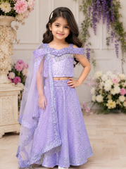 Lavender Lehenga Set For Kids