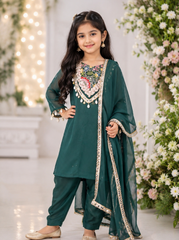 Bottle Green Georgette Ethnic Suit