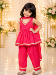 Hot Pink Kurta Pants Set