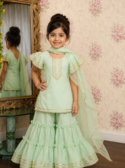 Sea Green Ethnic Sharara Suit
