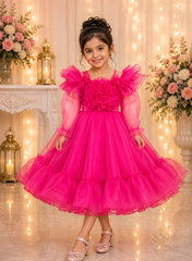 Hot Pink Organza Gown