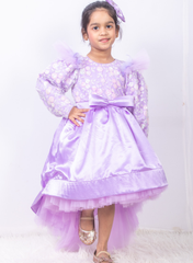 Lavender High Low Satin and Embroidered Dress