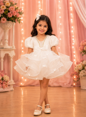 White Layered Net Frock