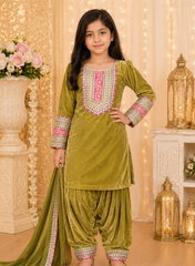 Pastel Green Velvet Kurta Salwar