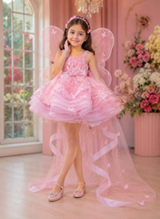 Pink Butterfly Sequined Fairy Frock