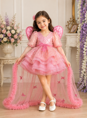 Pretty Pink Birthday Dress with Butterfly