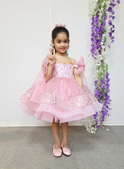 Pastel Pink Shoulder Bows Princess Dress