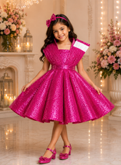 Hot Pink and White Ball Gown