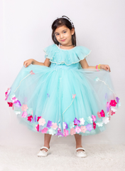 Sky Blue Flower and Pearls Dress