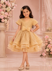 Golden Heavy Embroidered Butterfly Dress