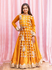 Rust Orange and Golden Lehenga