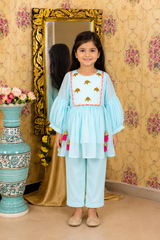 Ice blue Kids kurta pant set