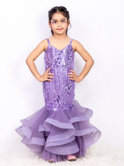 Lavender Mermaid Hand Embroidered Gown