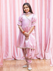 Pink Mukaish work organza Suit