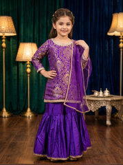 Purple Banarasi Brocade Sharara Set