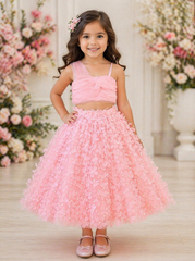 Pink Floral Skirt Top Set