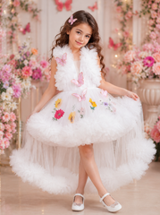 White Two Layered Butterfly Gown