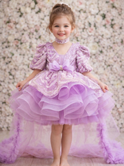 Lavender Sequined Trail Party Dress