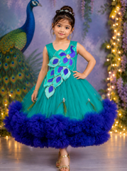 Peacock Theme Heavy Ruffled Gown