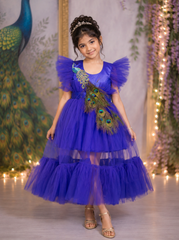 Royal Blue Peacock Theme Dress