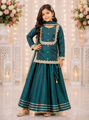 Bottle Green Silk Lehenga
