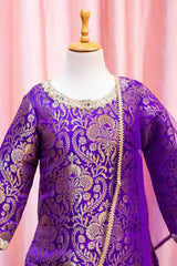 Purple Banarasi Brocade Sharara Set