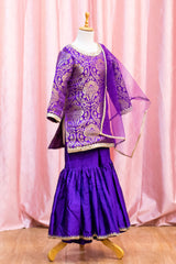 Purple Banarasi Brocade Sharara Set
