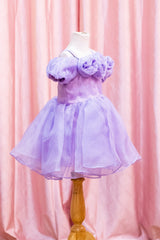 Lavender Rosette Off Shoulder Frock
