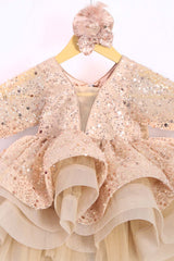 Golden Barbie Style Dress with Trail