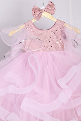 Embroidered Net and Plain Net and Satin Lining