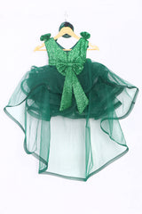 Bottle Green Little Fairy Birthday Dress with Trail
