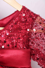 Maroon Ruffled Dress with Ruffled Trail