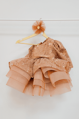 Metallic Gold Heavy Flare Princess Dress