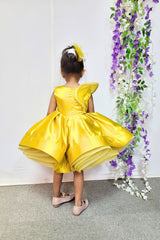 Yellow Satin Flared Dress