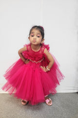 Hot Pink Ruffled Tulle Dress