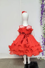 Red Wrinkled Georgette Dress