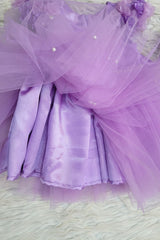 Lavender Satin and Net Flower Dress With Tiara