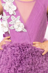 Lavender and Pink Heavily Ruffled Gown