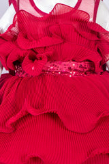 Maroon Wrinkled Georgette Dress