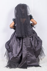 Black Satin High Low Dress