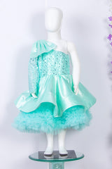 Sea Green One Side Off Shoulder Dress