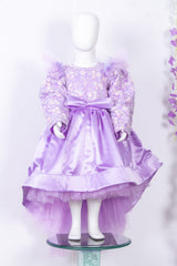 Lavender High Low Satin and Embroidered Dress