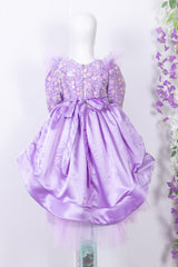 Lavender High Low Satin and Embroidered Dress