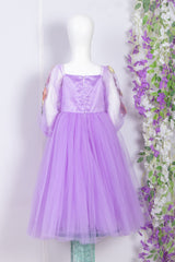 Lavender Floral Embroidered Kids Gown