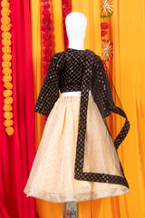 Wine and Off White Lehenga Set