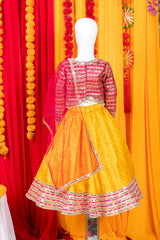 Mustard And Pink Lehenga Set