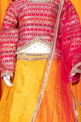 Mustard And Pink Lehenga Set