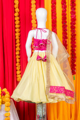 Lemon Yellow and Pink Lehenga