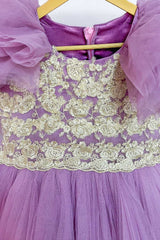 Engraved Back Bow Mauve Gown